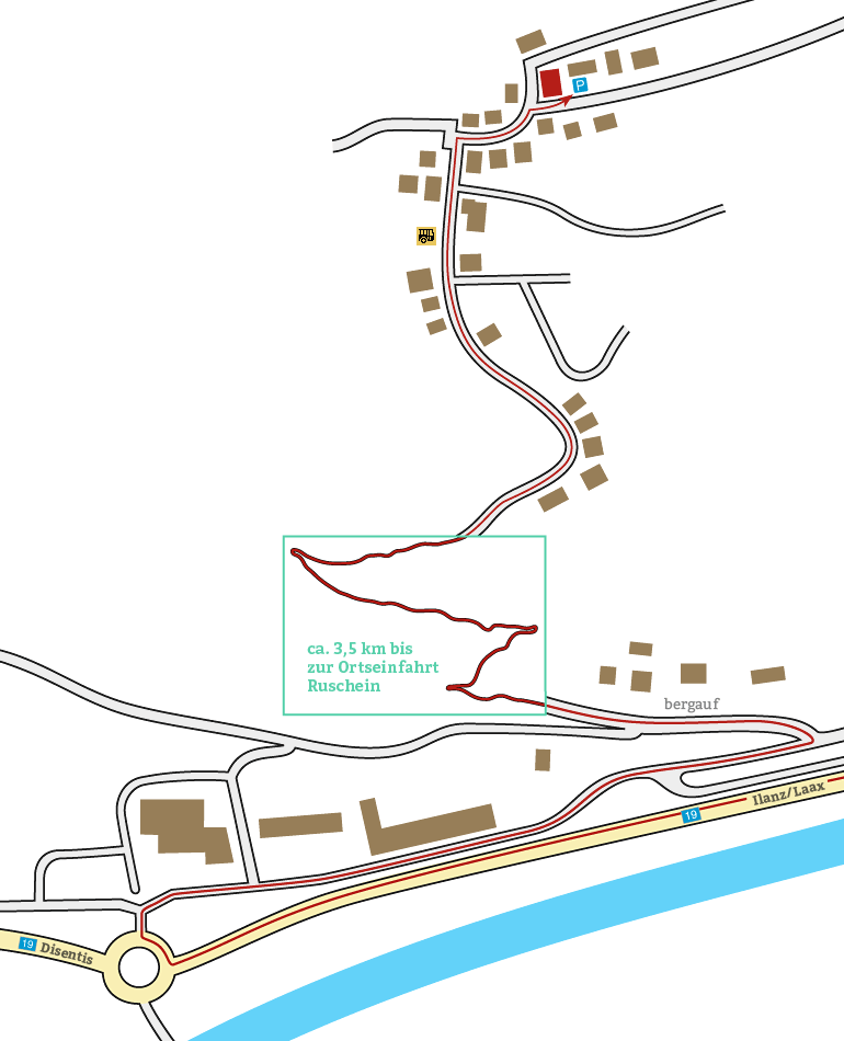 Wegbeschreibung / Anfahrtsplan Hostel in Ruschein